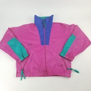 VTG 90s Colombia Pink Color-block Windbreaker Sz L